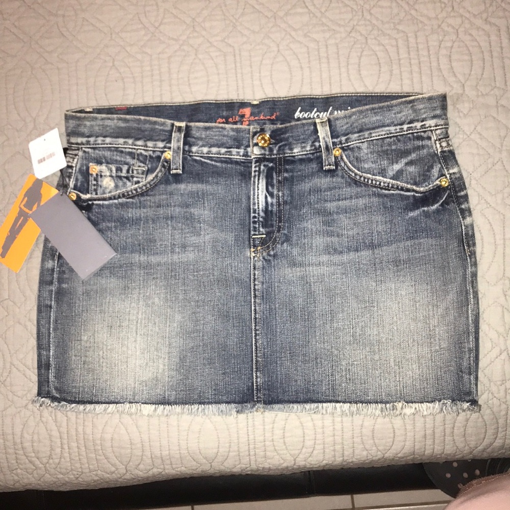 7 for all mankind bootcut denim mini skirt